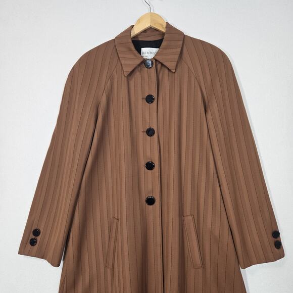 VTG Lily & Taylor Midi Coat 12 Brown Long Sleeve Pockets Button Front Oversized - Picture 4 of 16